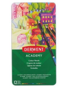   DERWENT Színes ceruza készlet, fém doboz, DERWENT "Academy", 12 különböző szín