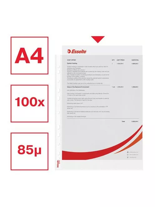 ESSELTE Genotherm, lefűzhető, A4, 85 mikron, narancsos felület, ESSELTE "Standard"