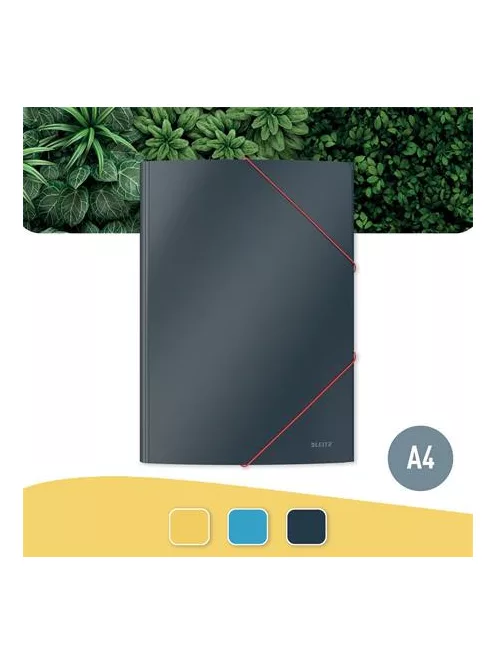 LEITZ Gumis mappa, 15 mm, karton, A4, LEITZ "Cosy", bársonyszürke