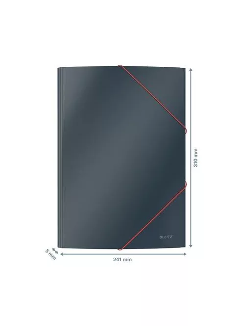 LEITZ Gumis mappa, 15 mm, karton, A4, LEITZ "Cosy", bársonyszürke