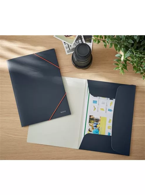 LEITZ Gumis mappa, 15 mm, karton, A4, LEITZ "Cosy", bársonyszürke