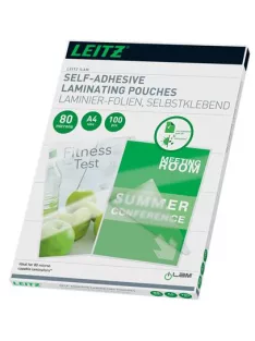   LEITZ Meleglamináló fólia, 80 mikron, A4, fényes, öntapadó, LEITZ