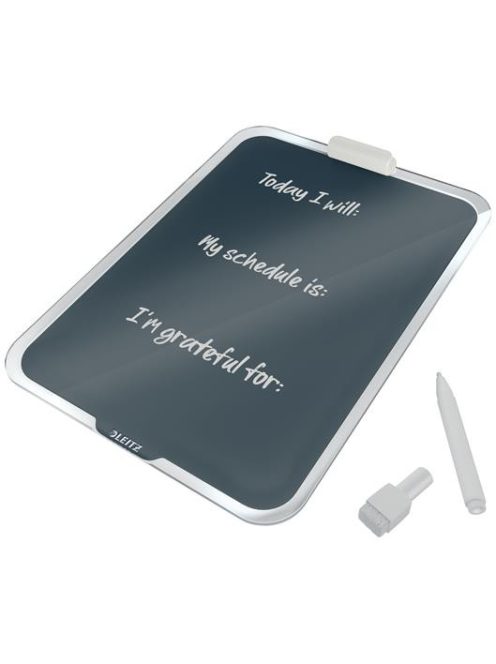 LEITZ Üvegtábla, törölhető, asztali, A4, LEITZ "Cosy", bársonyszürke