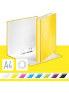 LEITZ Gyűrűs könyv, 2 gyűrű, D alakú, 40 mm, A4 Maxi, karton, LEITZ "Wow", sárga