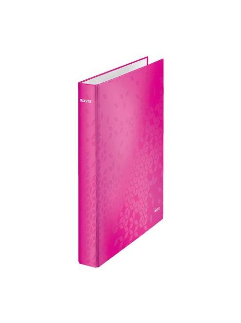 LEITZ Gyűrűs könyv, 2 gyűrű, D alakú, 40 mm, A4 Maxi, karton, LEITZ "Wow", rózsaszín