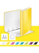 LEITZ Gyűrűs könyv, 4 gyűrű, D alakú, 40 mm, A4 Maxi, karton, LEITZ "Wow", sárga