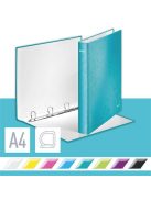 LEITZ Gyűrűs könyv, 4 gyűrű, D alakú, 40 mm, A4 Maxi, karton, LEITZ "Wow", jégkék