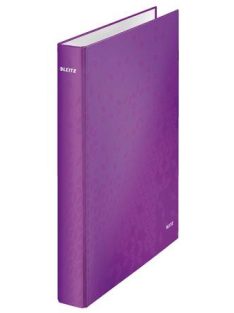   LEITZ Gyűrűs könyv, 4 gyűrű, D alakú, 40 mm, A4 Maxi, karton, LEITZ "Wow", lila
