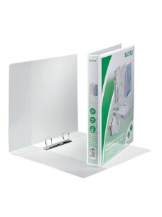   LEITZ Gyűrűs könyv, panorámás, 2 gyűrű, D alakú, 44 mm, A4 Maxi, PP, LEITZ, fehér