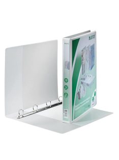   LEITZ Gyűrűs könyv, panorámás, 4 gyűrű, D alakú, 38 mm, A4 Maxi, PP, LEITZ, fehér