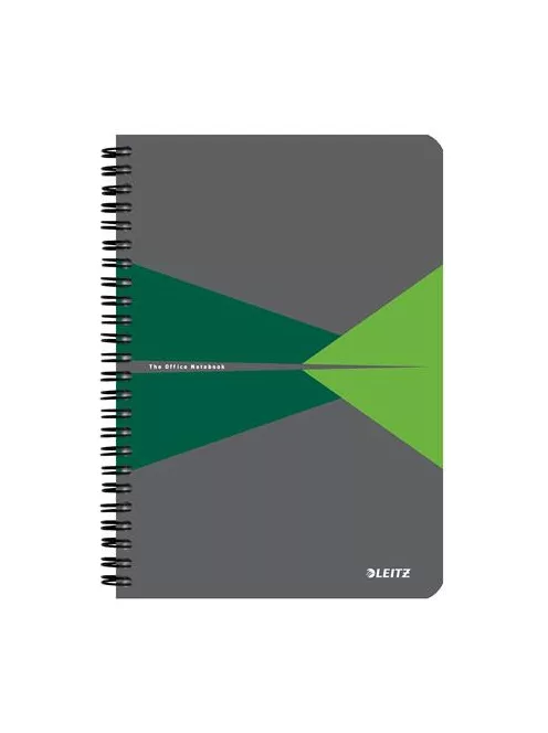 LEITZ Spirálfüzet, A5, vonalas, 90 lap, laminált karton borító, LEITZ "Office", szürke-zöld