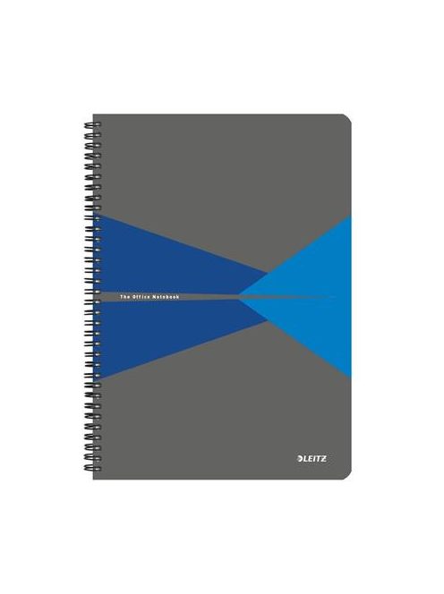 LEITZ Spirálfüzet, A4, kockás, 90 lap, PP borító, LEITZ "Office", szürke-kék