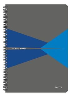   LEITZ Spirálfüzet, A4, vonalas, 90 lap, PP borító, LEITZ "Office", szürke-kék