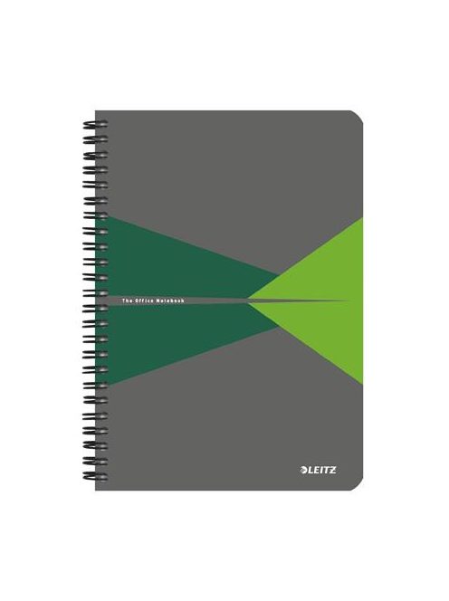 LEITZ Spirálfüzet, A5, kockás, 90 lap, PP borító, LEITZ "Office", szürke-zöld
