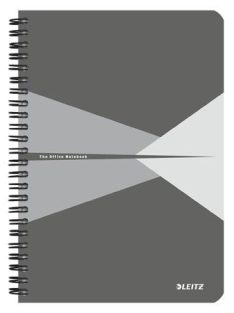   LEITZ Spirálfüzet, A5, kockás, 90 lap, PP borító, LEITZ "Office", szürke