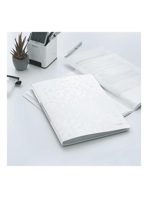 LEITZ Bemutatómappa, 20 zsebes, A4, LEITZ "Wow", fehér