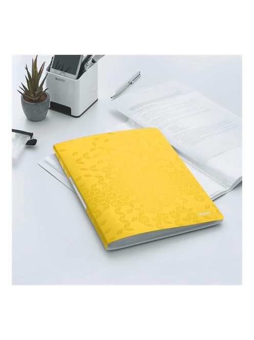 LEITZ Bemutatómappa, 20 zsebes, A4, LEITZ "Wow", sárga