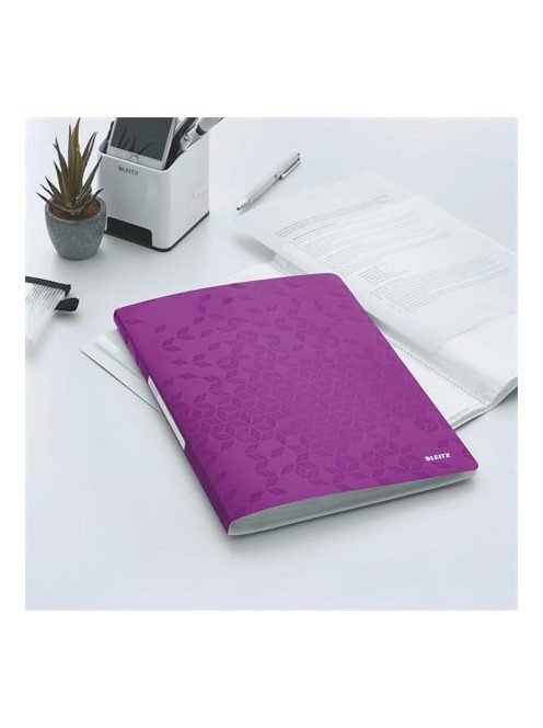 LEITZ Bemutatómappa, 20 zsebes, A4, LEITZ "Wow", lila