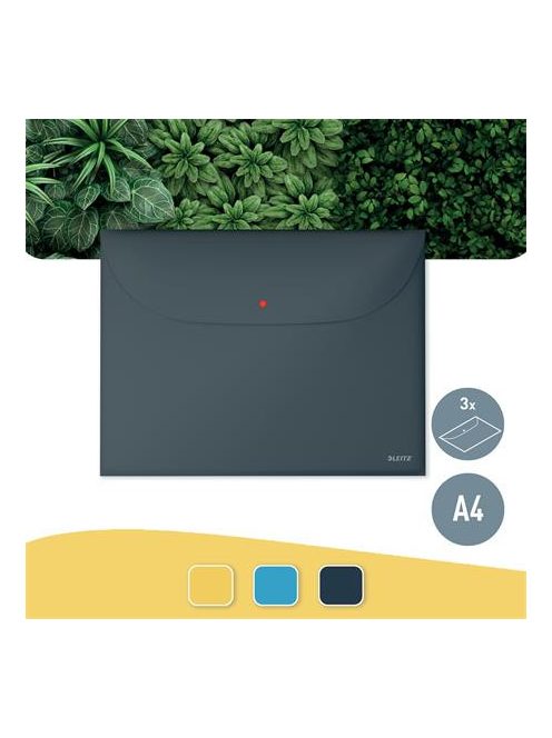 LEITZ Irattartó tasak, 2 zsebes, A4, PP, pantentos, LEITZ "Cosy", bársonyszürke