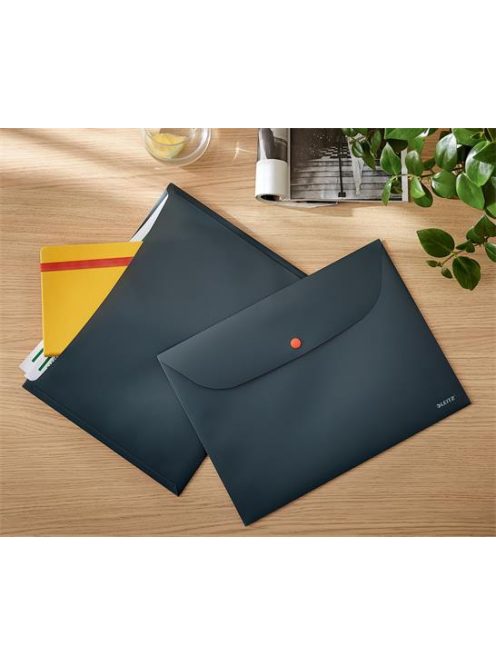 LEITZ Irattartó tasak, 2 zsebes, A4, PP, pantentos, LEITZ "Cosy", bársonyszürke