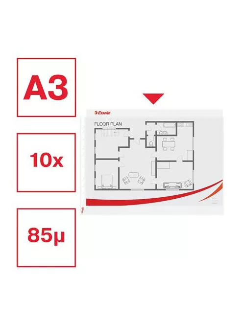 ESSELTE Genotherm, lefűzhető, A3, 85 mikron, narancsos felület, fekvő, ESSELTE
