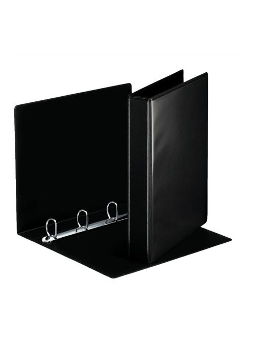 ESSELTE Gyűrűs könyv, panorámás, 4 gyűrű, D alakú, 50 mm, A4, PP, ESSELTE, fekete