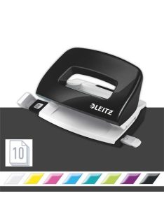   LEITZ Lyukasztó, kétlyukú, 10 lap, fém, mini, LEITZ "Nexxt Wow", fekete