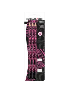   EF-Grafitceruza szett 3db-os +radír NEON rózsaszín/fekete BL.