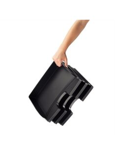   LEITZ Irattálca, műanyag, oldalt nyitott, LEITZ "Plus", fekete