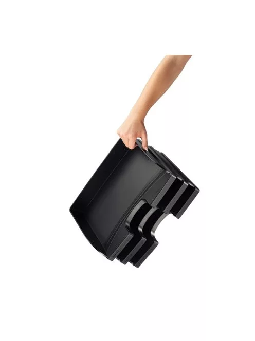 LEITZ Irattálca, műanyag, oldalt nyitott, LEITZ "Plus", fekete