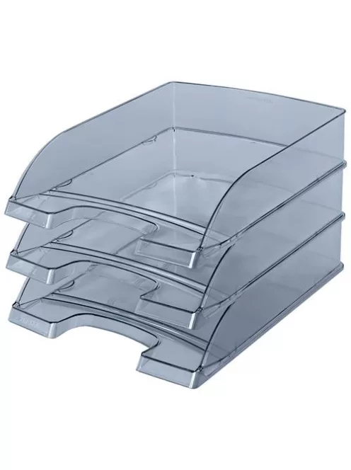 LEITZ Irattálca, műanyag, LEITZ "Plus", füstszínű