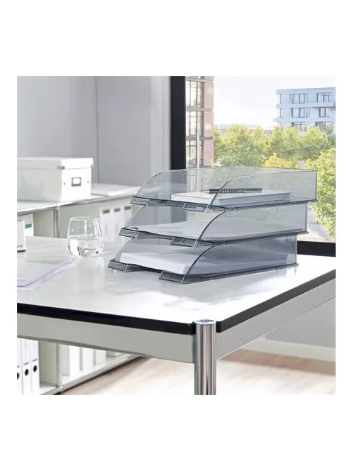 LEITZ Irattálca, műanyag, LEITZ "Plus", füstszínű