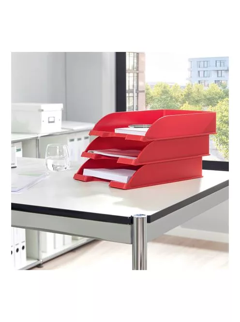 LEITZ Irattálca, műanyag, LEITZ "Plus", piros