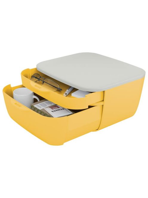 LEITZ Irattároló, műanyag, 2 fiókos, LEITZ "Cosy", melegsárga