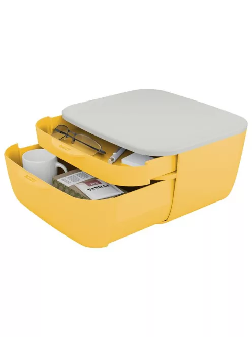 LEITZ Irattároló, műanyag, 2 fiókos, LEITZ "Cosy", melegsárga