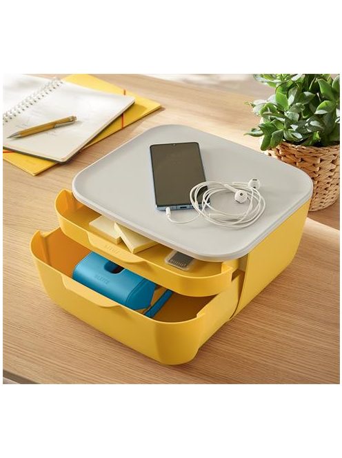 LEITZ Irattároló, műanyag, 2 fiókos, LEITZ "Cosy", melegsárga