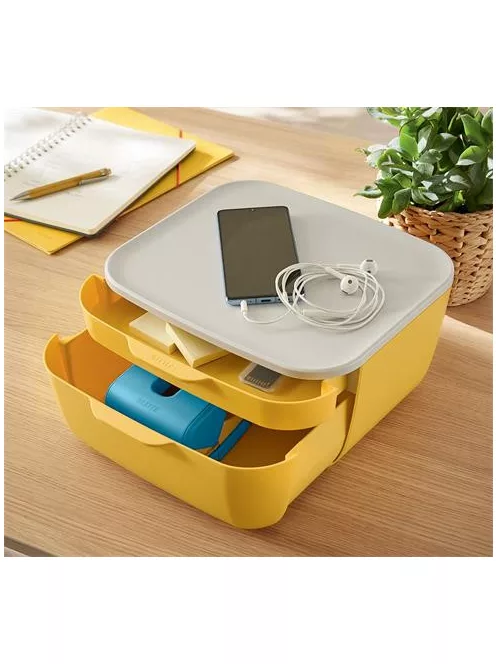 LEITZ Irattároló, műanyag, 2 fiókos, LEITZ "Cosy", melegsárga