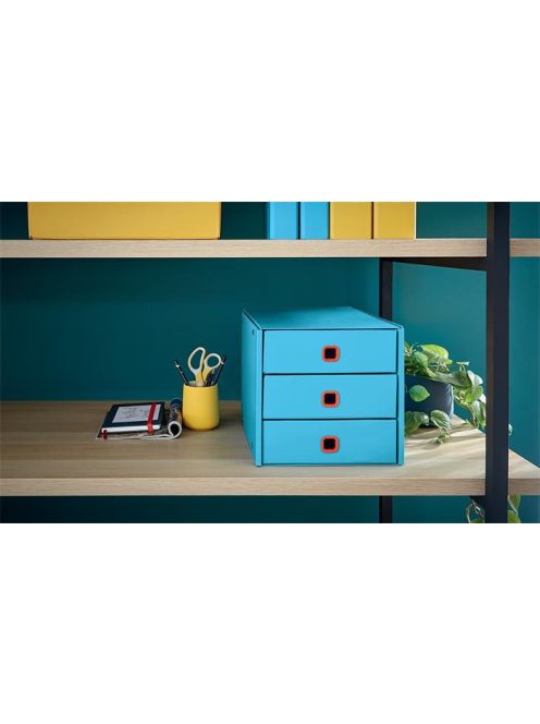 LEITZ Irattároló, laminált karton, 3 fiókos, LEITZ "Cosy Click&Store", nyugodtkék