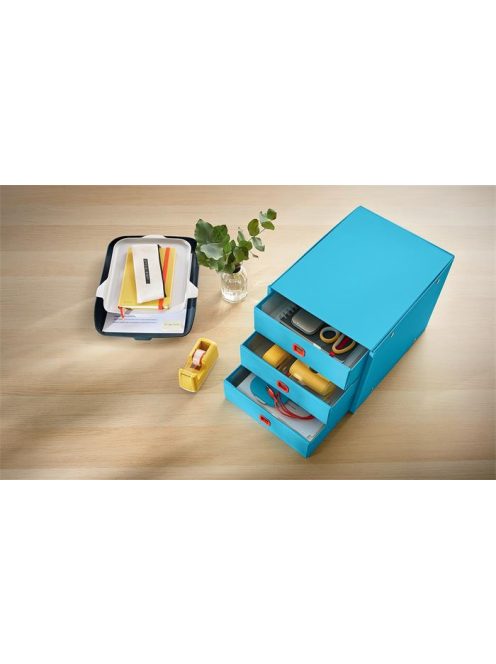 LEITZ Irattároló, laminált karton, 3 fiókos, LEITZ "Cosy Click&Store", nyugodtkék