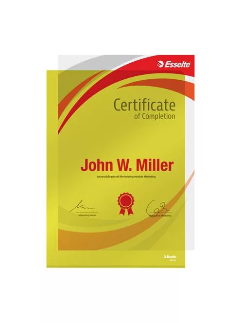 ESSELTE Genotherm, "L", A4, 150 mikron, víztiszta felület, ESSELTE "Luxus", sárga