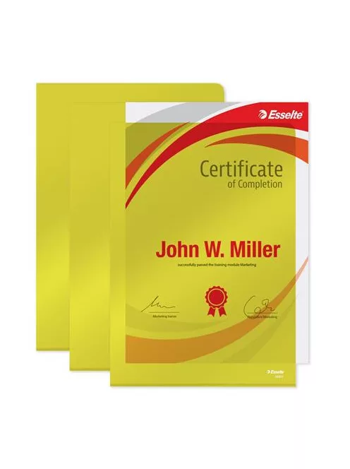 ESSELTE Genotherm, "L", A4, 150 mikron, víztiszta felület, ESSELTE "Luxus", sárga