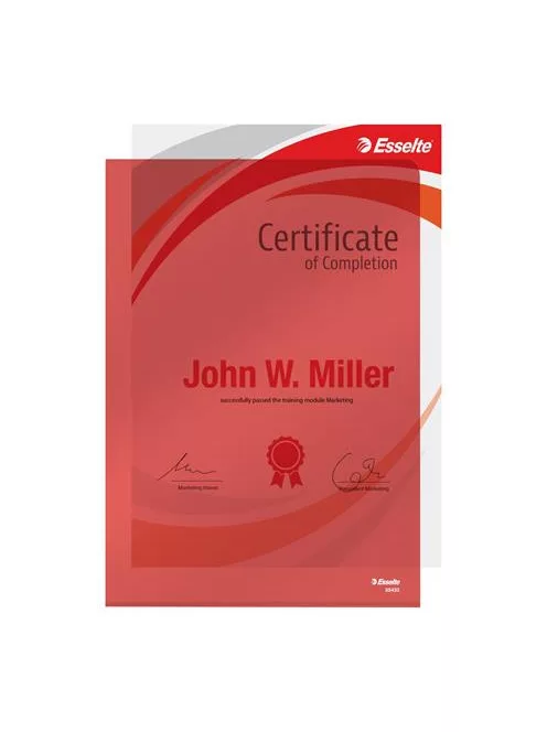 ESSELTE Genotherm, "L", A4, 150 mikron, víztiszta felület, ESSELTE "Luxus", piros