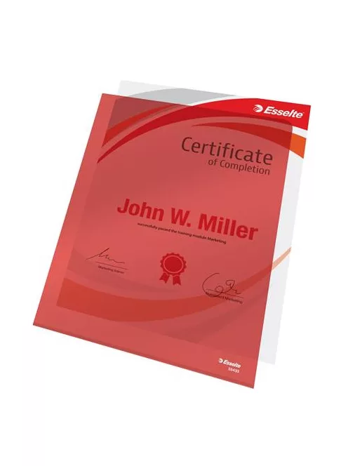 ESSELTE Genotherm, "L", A4, 150 mikron, víztiszta felület, ESSELTE "Luxus", piros