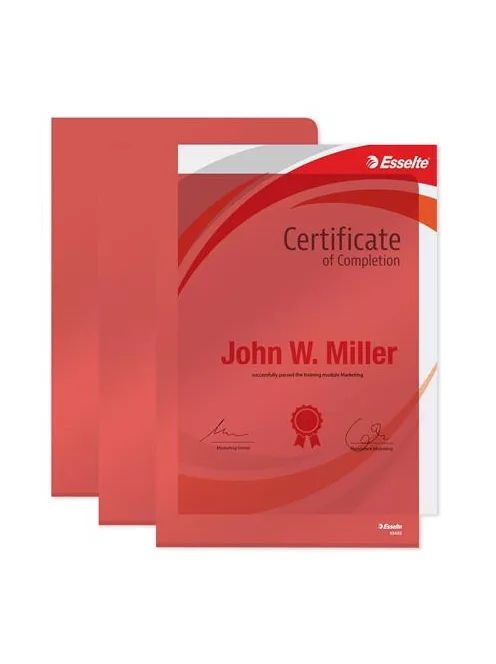 ESSELTE Genotherm, "L", A4, 150 mikron, víztiszta felület, ESSELTE "Luxus", piros