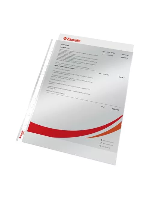 ESSELTE Genotherm, lefűzhető, A4, 55 mikron, víztiszta felület, ESSELTE "Luxus"