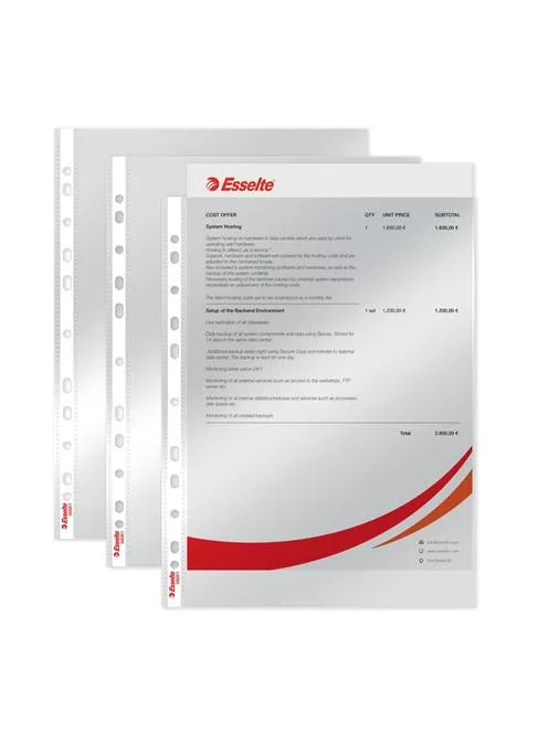 ESSELTE Genotherm, lefűzhető, A4, 55 mikron, víztiszta felület, ESSELTE "Luxus"