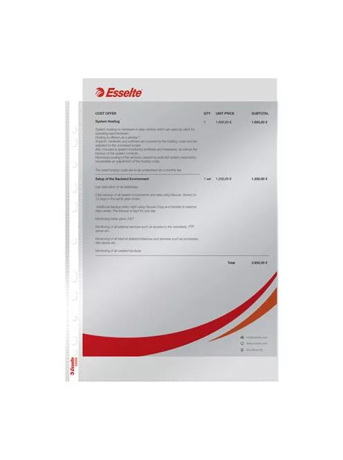 ESSELTE Genotherm, lefűzhető, A4, 55 mikron, víztiszta felület, ESSELTE "Luxus"