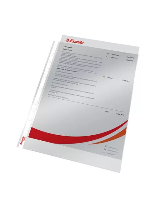 ESSELTE Genotherm, lefűzhető, A4, 55 mikron, víztiszta felület, ESSELTE "Luxus"