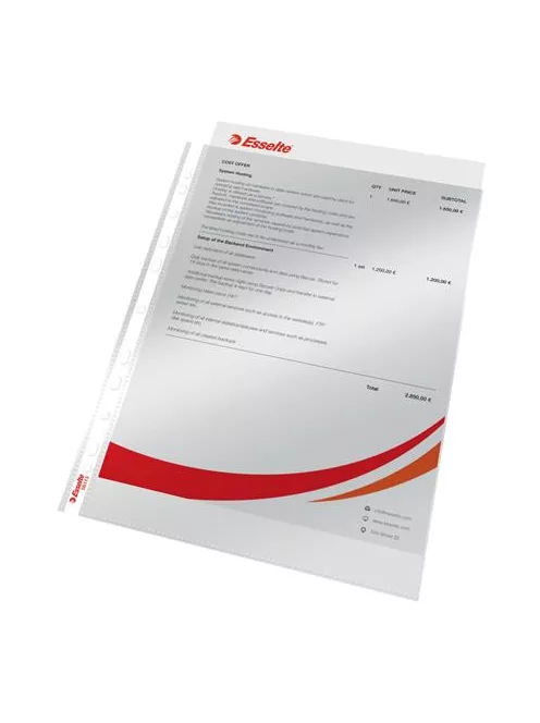 ESSELTE Genotherm, lefűzhető, A4, 75 mikron, víztiszta felület, ESSELTE "Luxus"