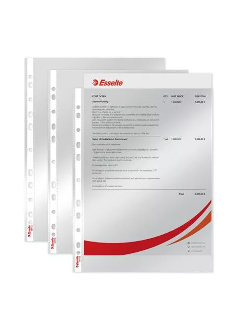 ESSELTE Genotherm, lefűzhető, A4, 75 mikron, víztiszta felület, ESSELTE "Luxus"